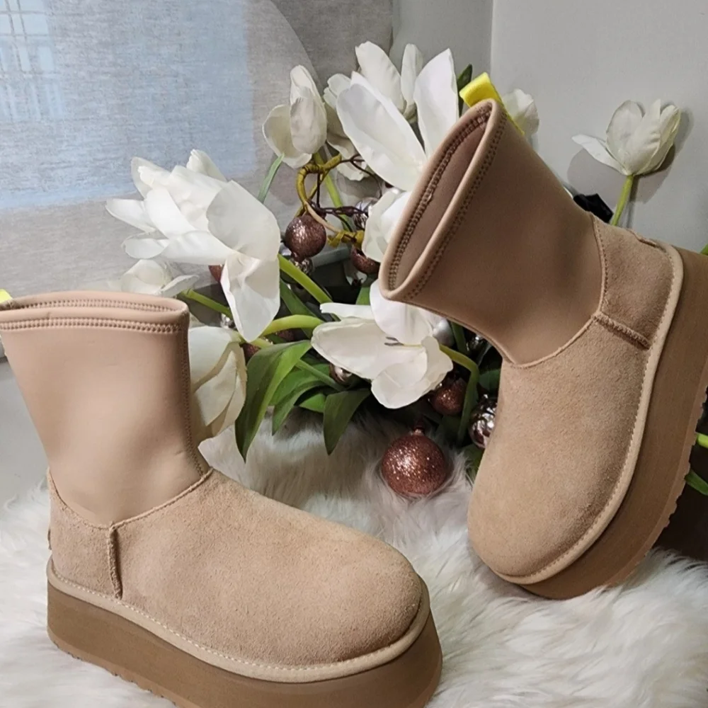 Ugg Classic Dipper Platform Boots 45 Sand Beige New